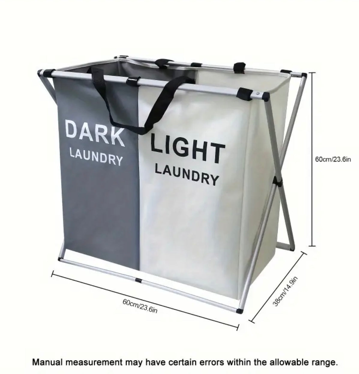 Large-Capacity Foldable Laundry Hamper – 3-Compartment Collapsible Clothes Basket