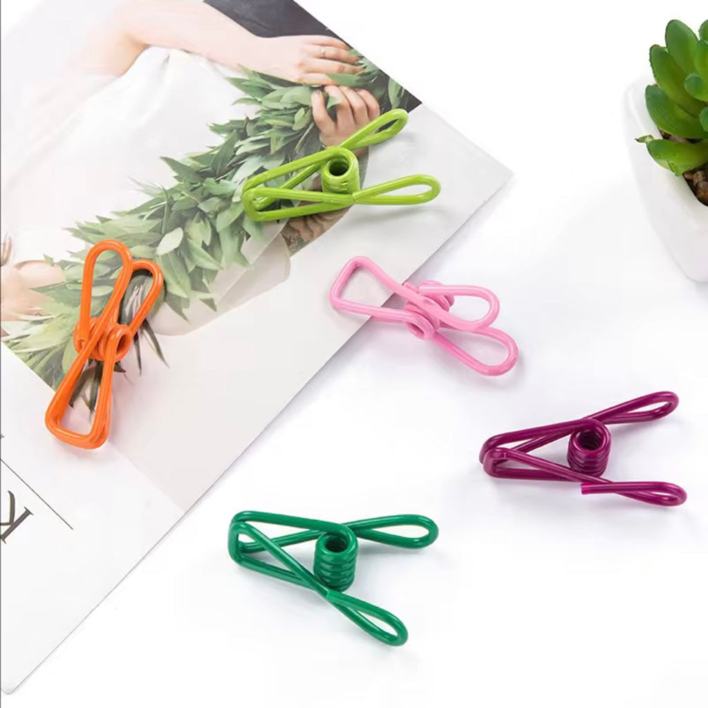 12 Assorted Color Clothespins โ Versatile Steel Wire Clips for Home & Kitchen