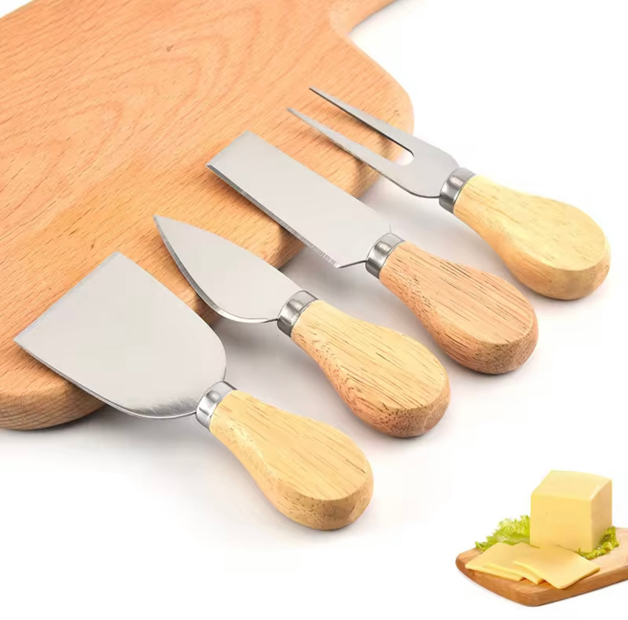 4pcs Wooden Cheese Spreader Set – Mini Butter & Cheese Knives