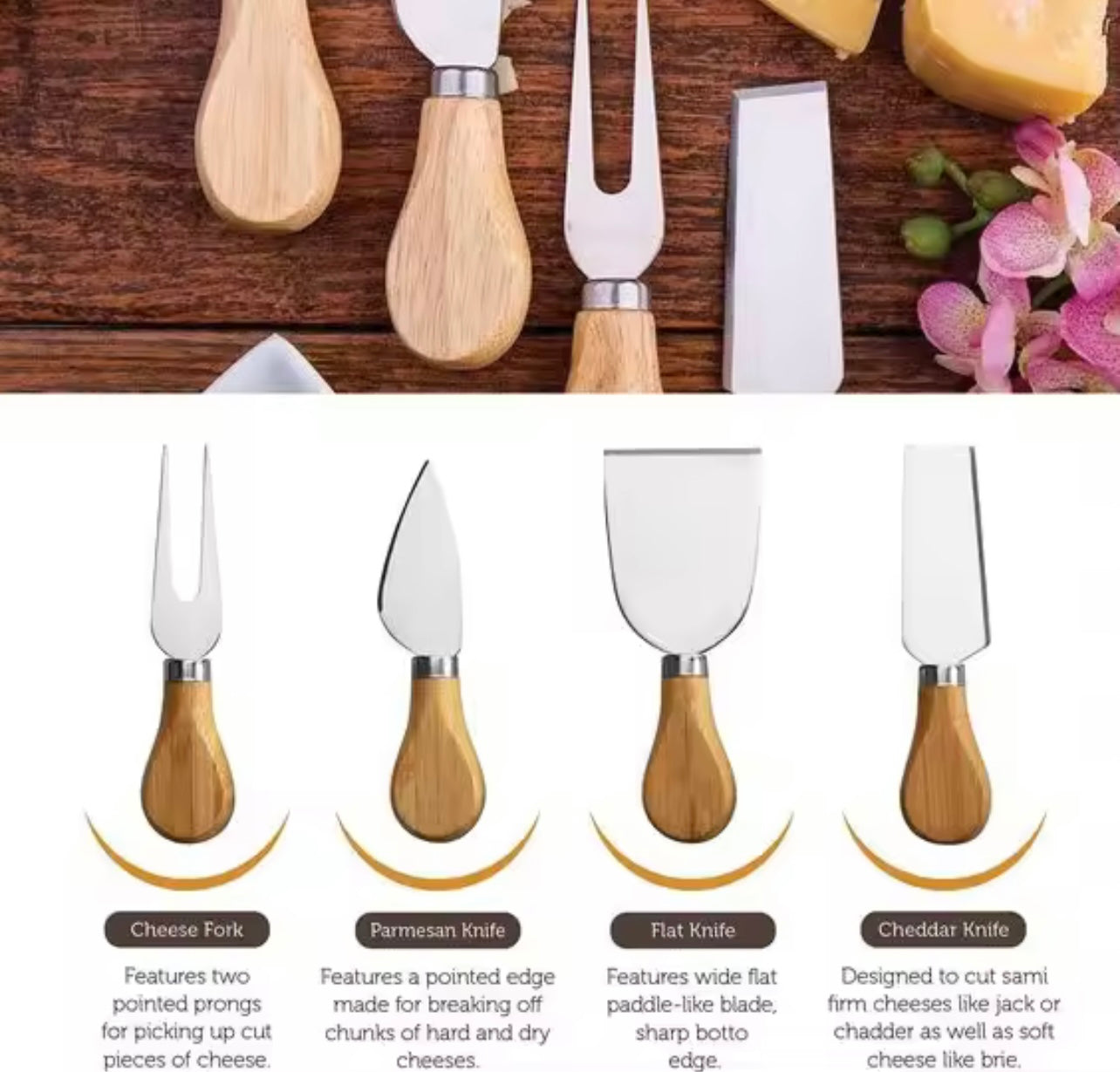 4pcs Wooden Cheese Spreader Set – Mini Butter & Cheese Knives