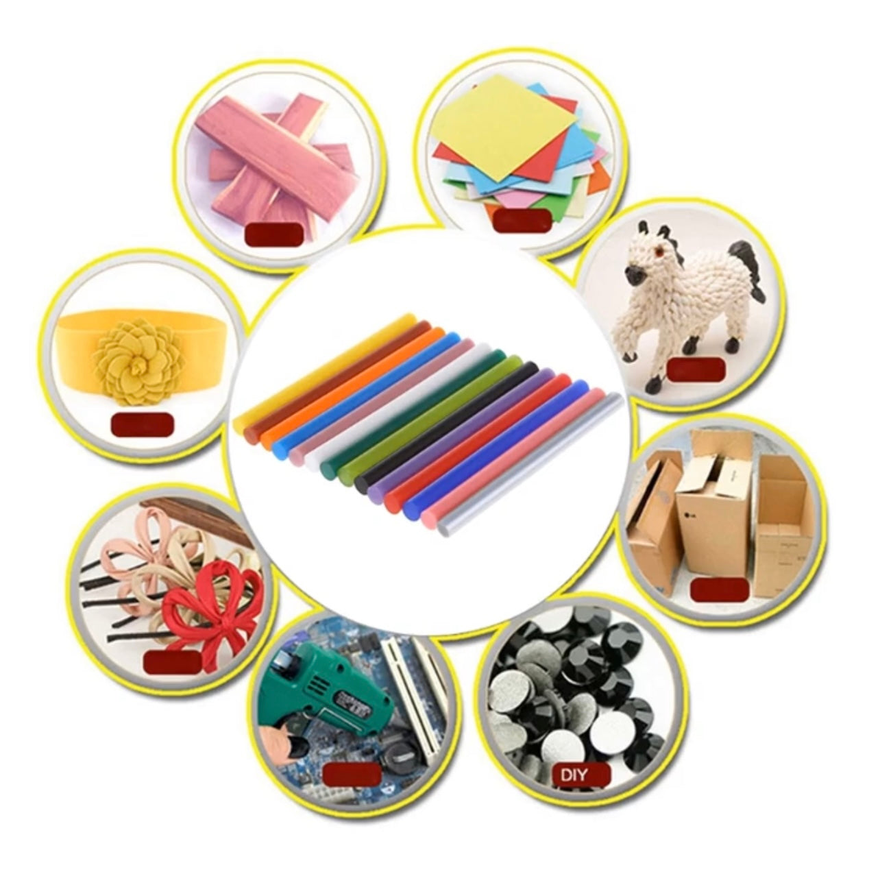 5 عبوات من أعواد الصمغ اللامعة المذوبة بالحرارة – 7 × 100 ملم