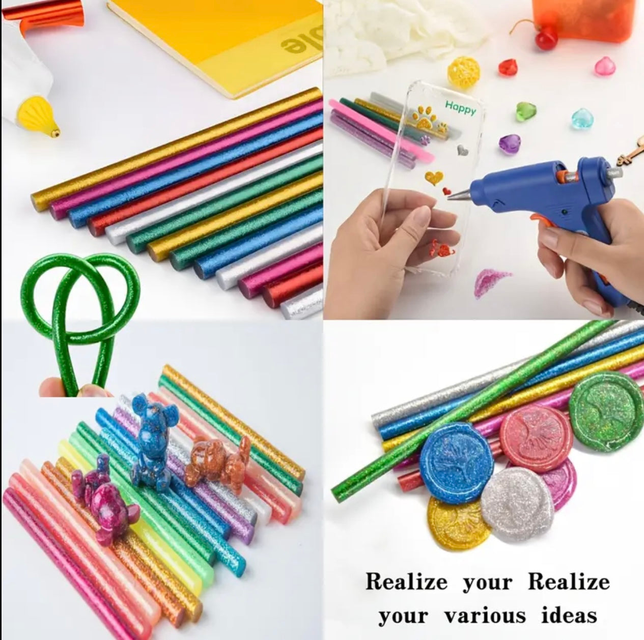 5-Pack Glitter Hot Melt Glue Sticks – 7×100mm