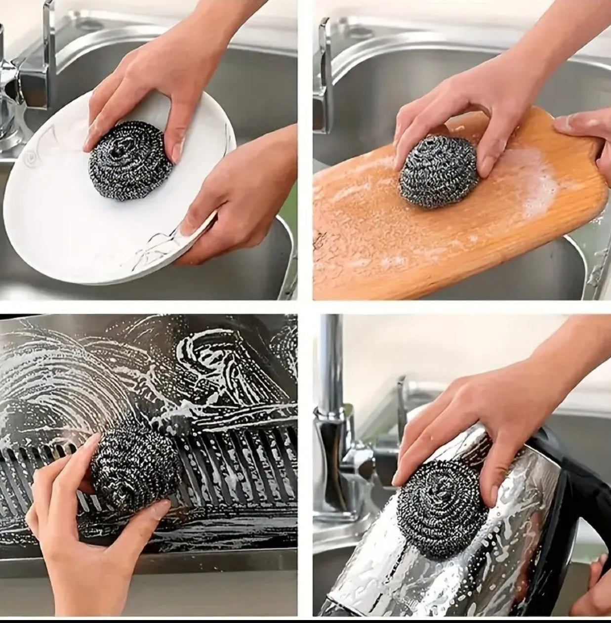 8pcs Heavy Duty Stainless Steel Scrub Pads – Non-Scratch Multi-Purpose Cleaning
