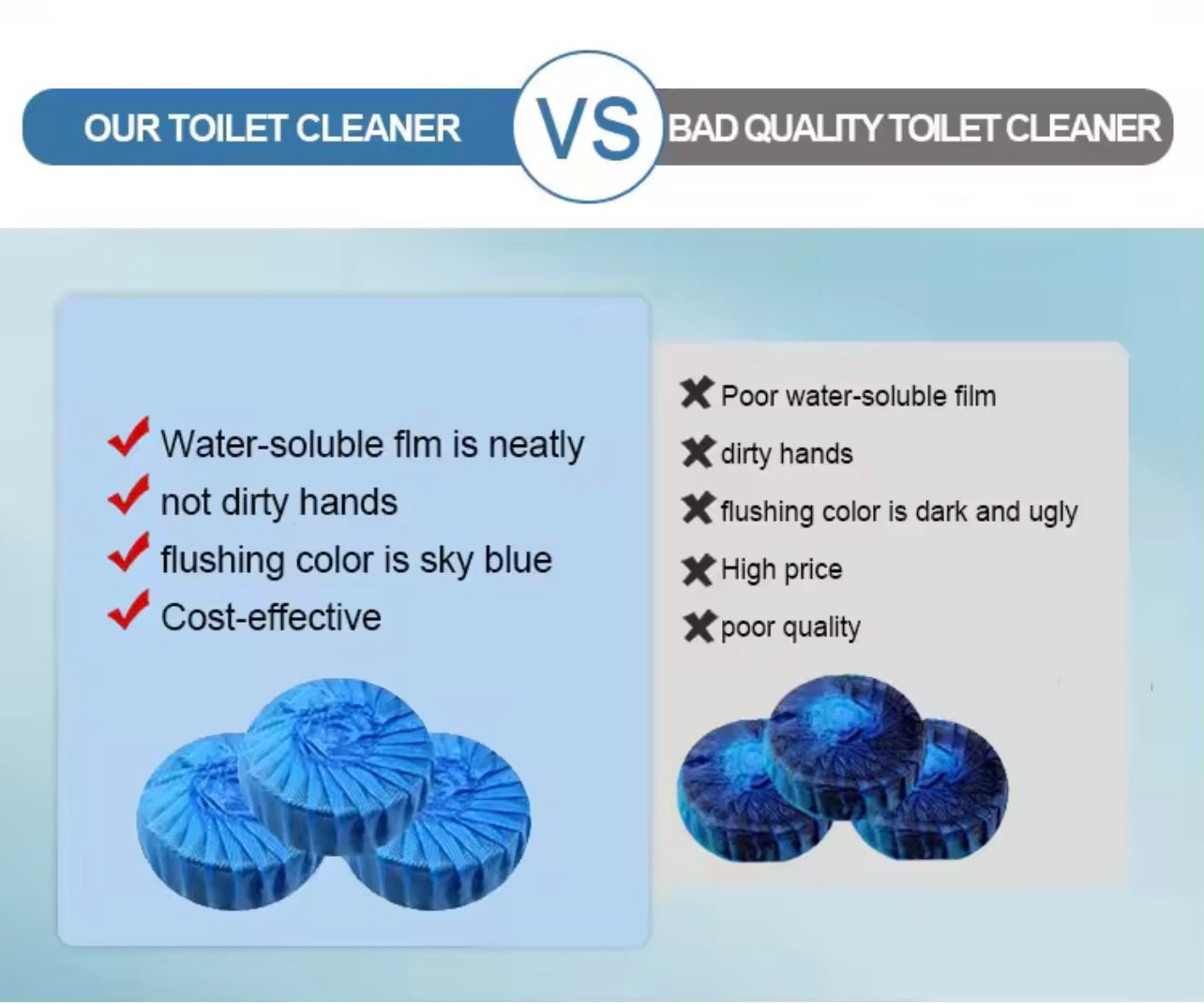 5pcs Automatic Toilet Cleaner – Effervescent Rose Blue Tablets for Fresh & Clean Toilets