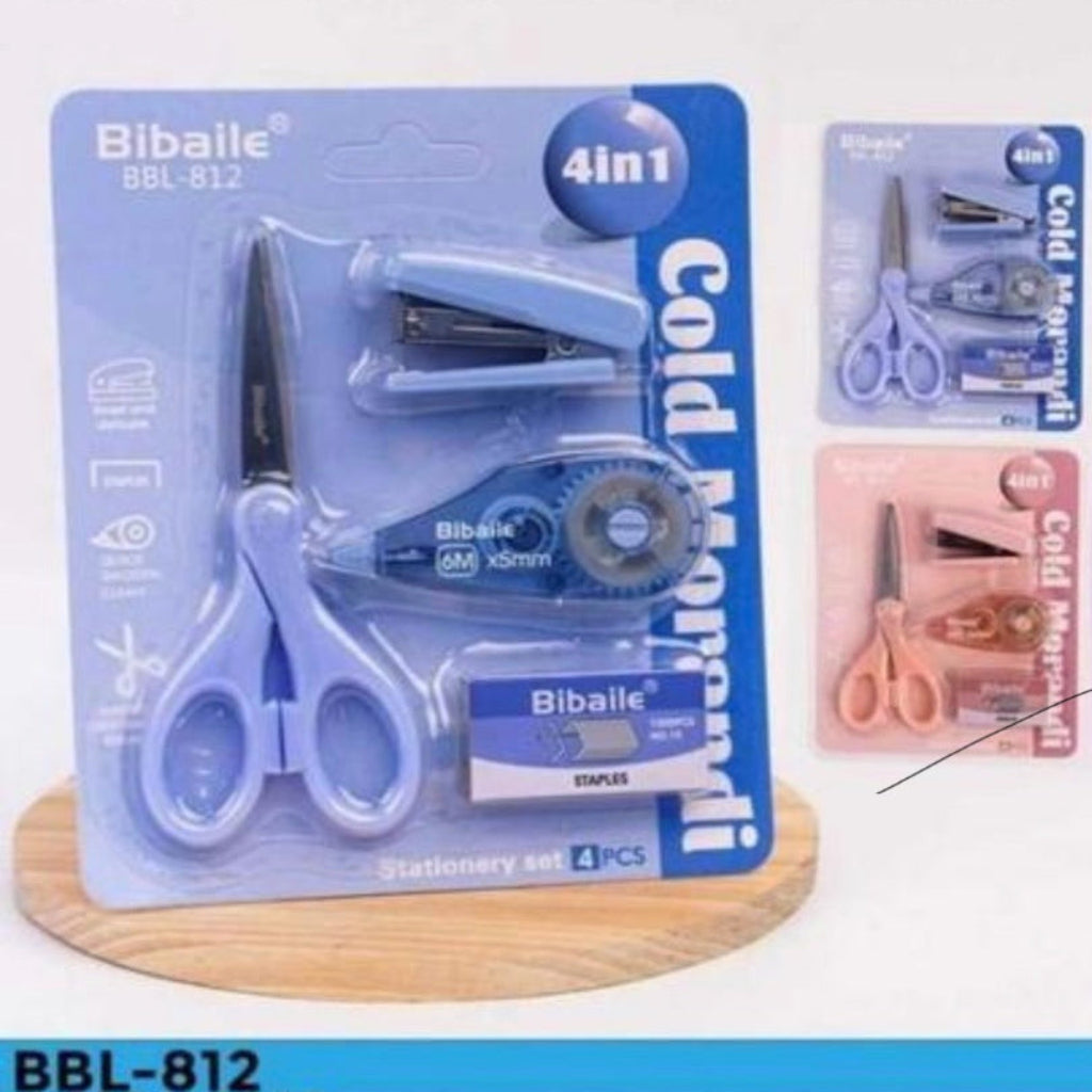 4-in-1 Cold Morandi Stationery Set – Mini Stapler Kit for Kids