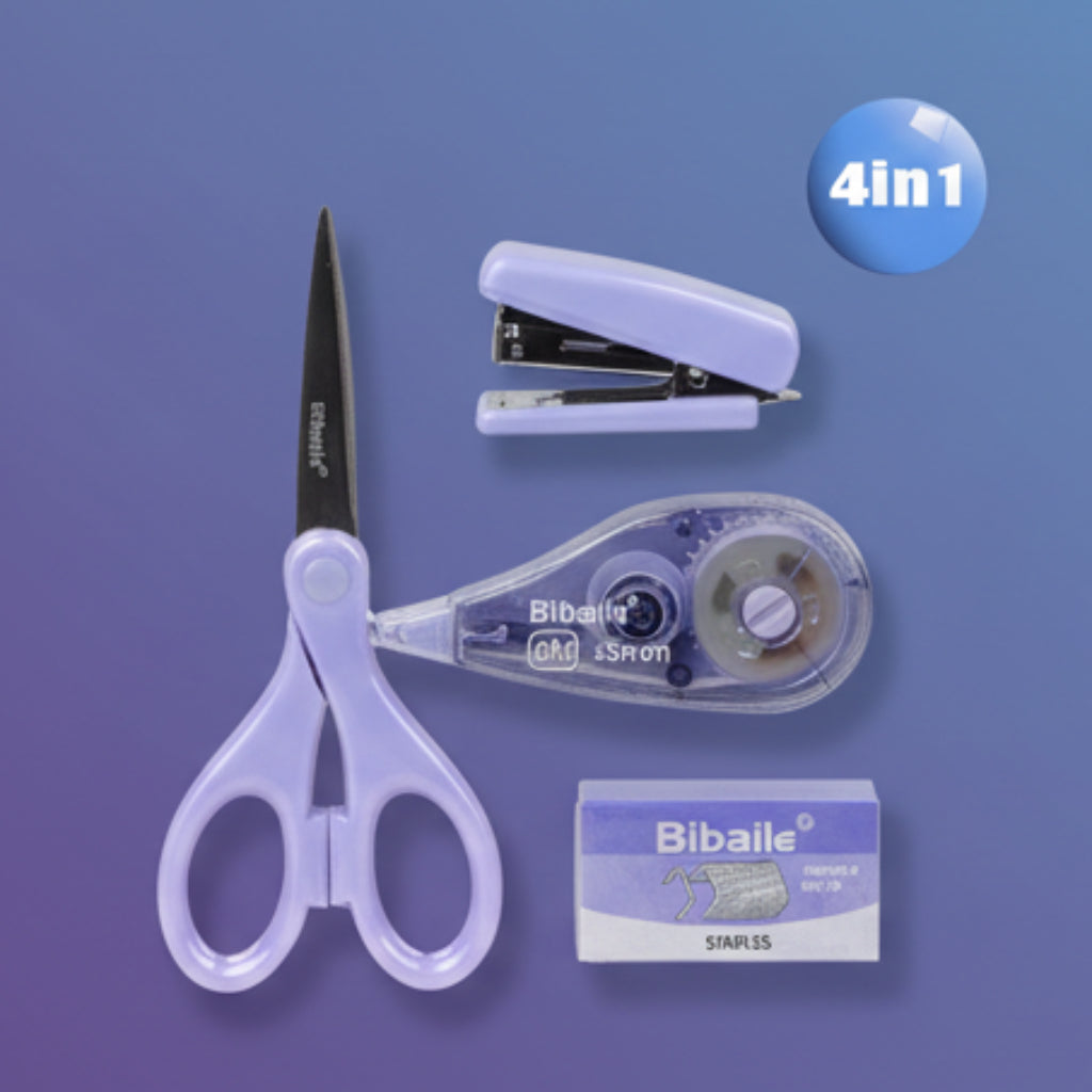 4-in-1 Cold Morandi Stationery Set – Mini Stapler Kit for Kids