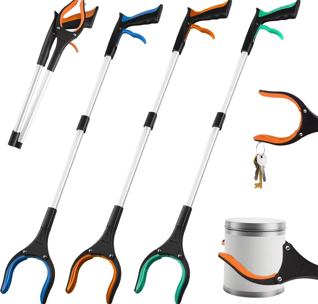 Aluminum Alloy Garbage Picker with Foldable Handle – Ergonomic Trash Grabber for Easy Cleanup