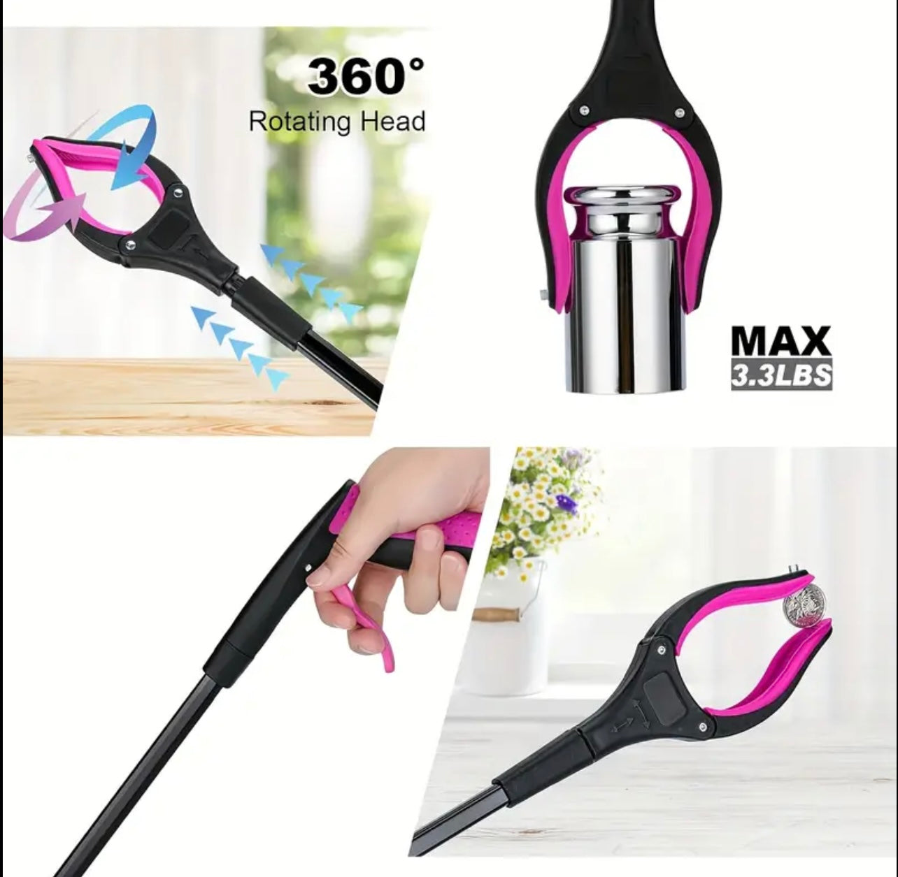 Aluminum Alloy Garbage Picker with Foldable Handle – Ergonomic Trash Grabber for Easy Cleanup