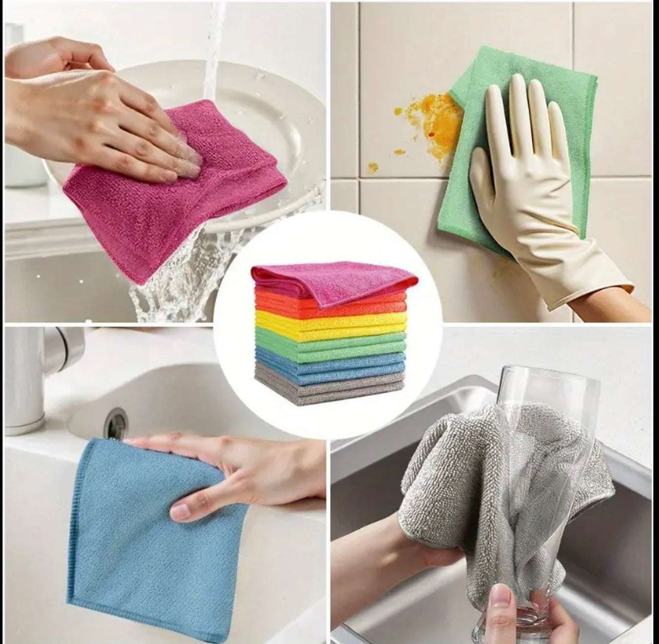 5pcs Colorful Thick Cleaning Cloth Set – Durable & Reusable Towels for Home, Kitchen & Bathroom