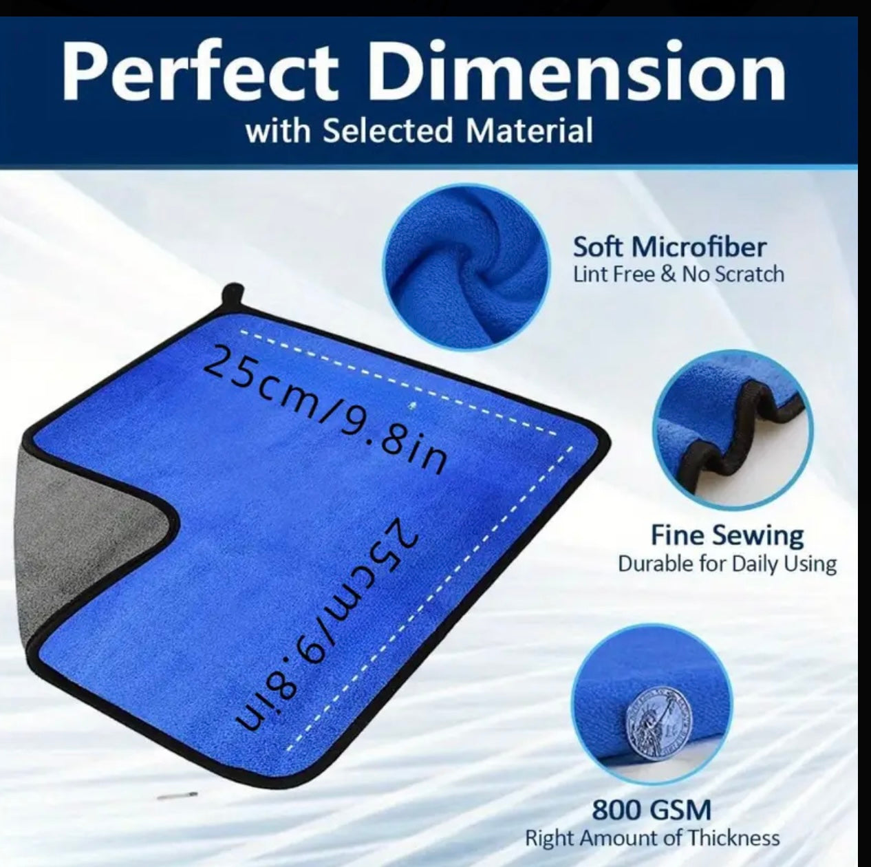 4pcs Super Absorbent Microfiber Chamois Towels Ultra Thick Car Detailing Cloths