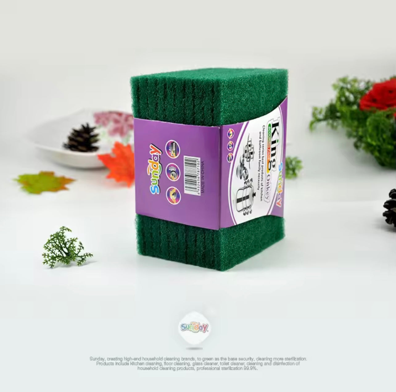 10pcs Green Ultra-Fine Fiber Cleaning Sponge – Retro Style Kitchen Cleaner