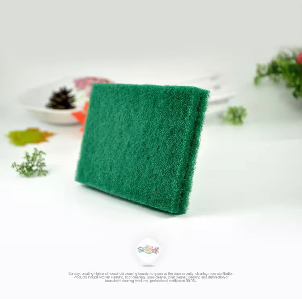 10pcs Green Ultra-Fine Fiber Cleaning Sponge – Retro Style Kitchen Cleaner