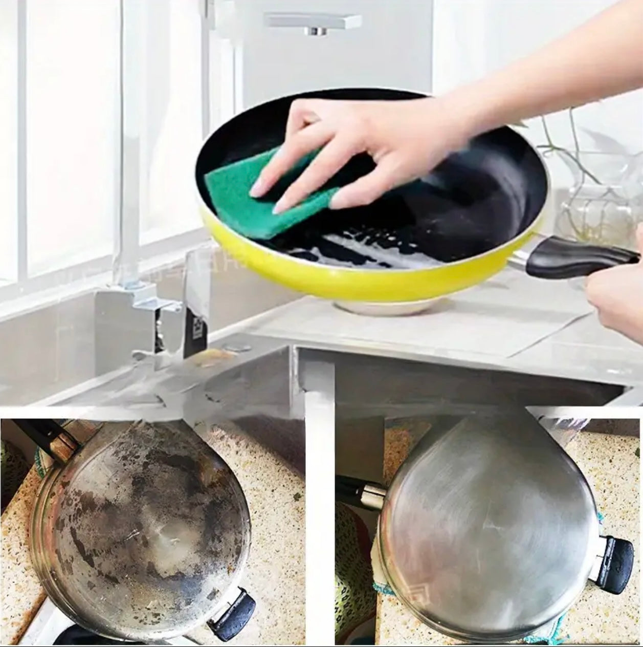 10pcs Green Ultra-Fine Fiber Cleaning Sponge – Retro Style Kitchen Cleaner