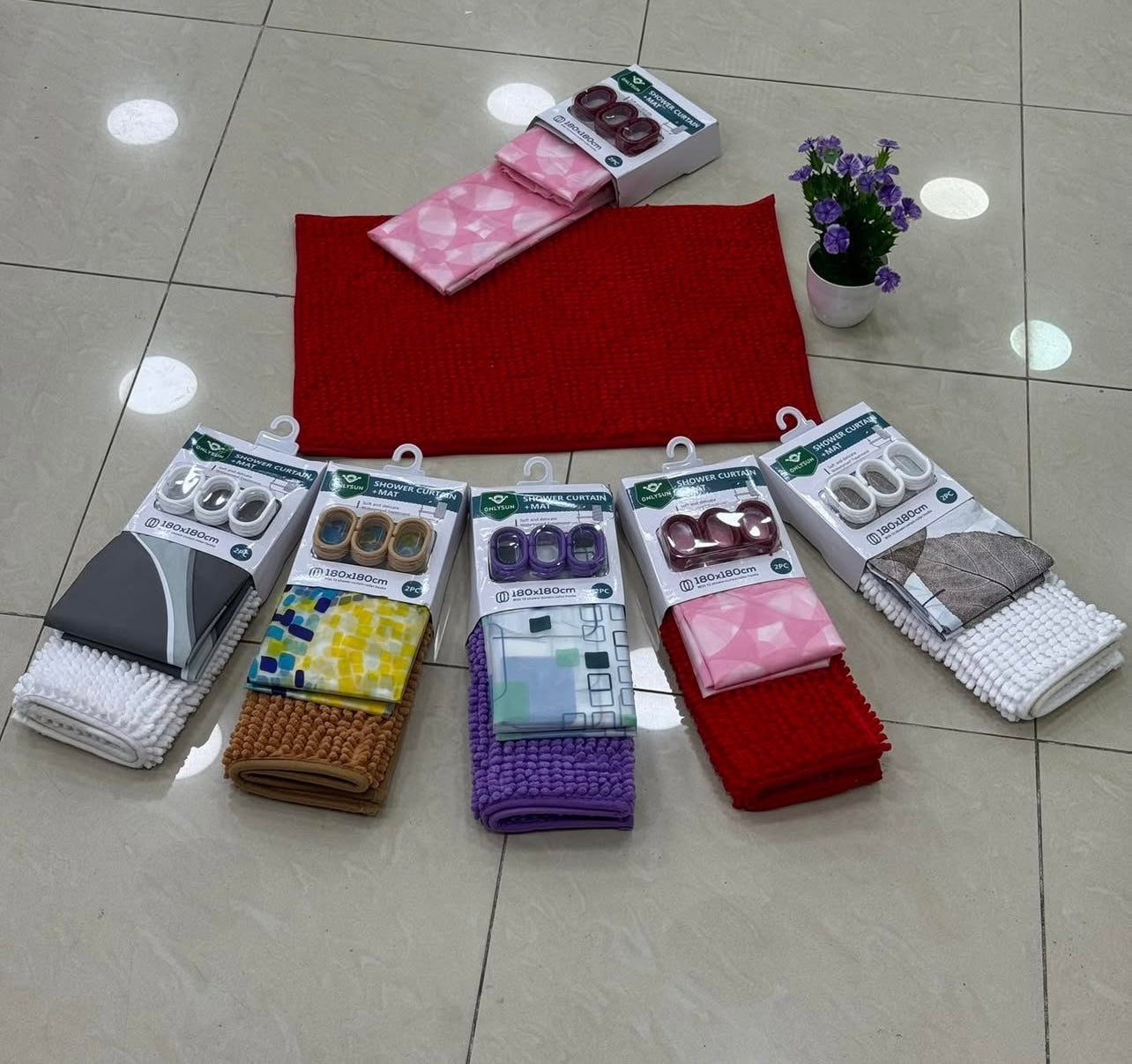 2 Pcs Multifunction Shower Curtain Drying Mat Waterproof Wholesale Used Absorbent Drying Microfiber in Bath Room