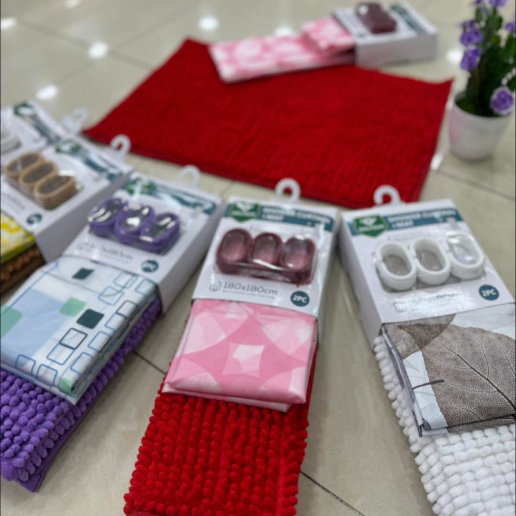2 Pcs Multifunction Shower Curtain Drying Mat Waterproof Wholesale Used Absorbent Drying Microfiber in Bath Room