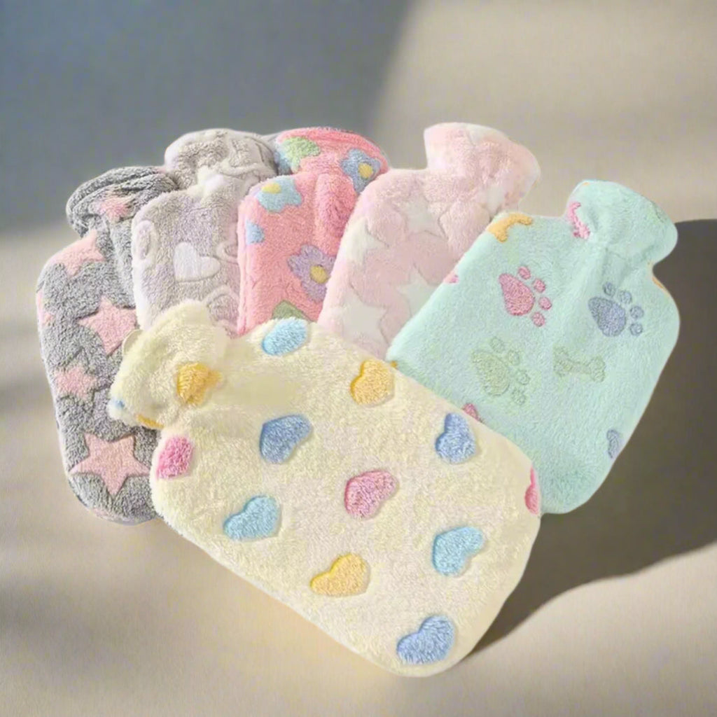 طباعة متنوعة 2000 مل زجاجة الماء الساخن مع الغطاء الصوف كيس الماء الساخن الشتاء للإغاثة عنق