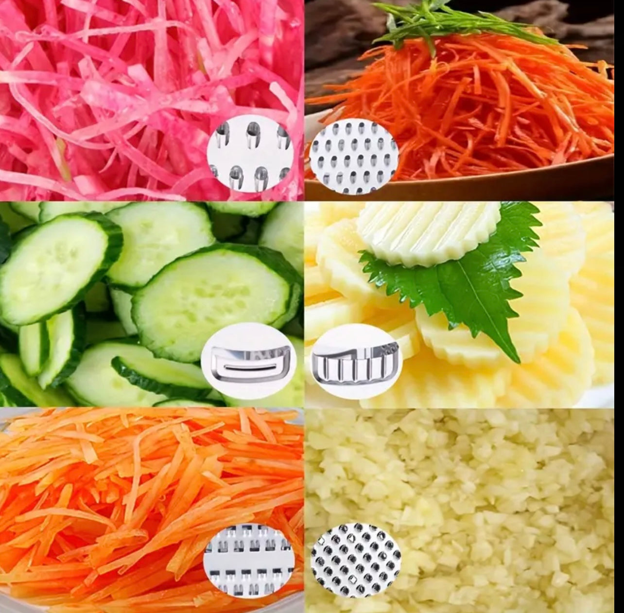 مبشرة متعددة الجوانب من الفولاذ المقاوم للصدأ بمقبض مزدوج اللون - أداة مطبخ للخضروات والجبن والثوم