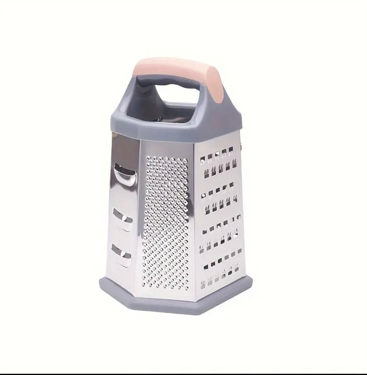 مبشرة متعددة الجوانب من الفولاذ المقاوم للصدأ بمقبض مزدوج اللون - أداة مطبخ للخضروات والجبن والثوم