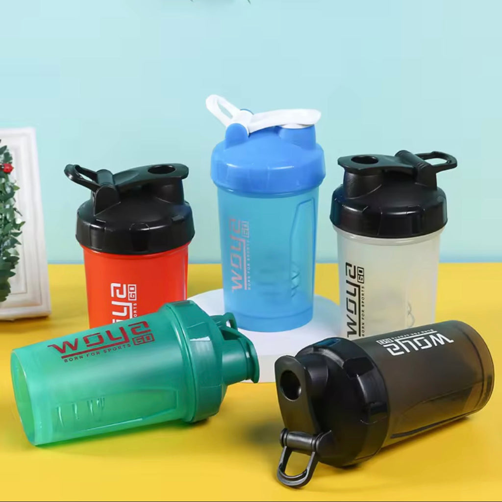 زجاجة شيكر بروتين خالية من مادة BPA – طبقة مزدوجة مع خلاط من الفولاذ المقاوم للصدأ