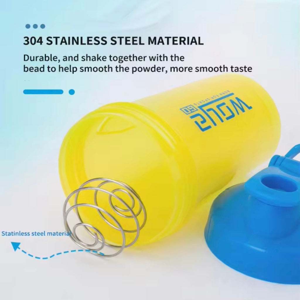 زجاجة شيكر بروتين خالية من مادة BPA – طبقة مزدوجة مع خلاط من الفولاذ المقاوم للصدأ