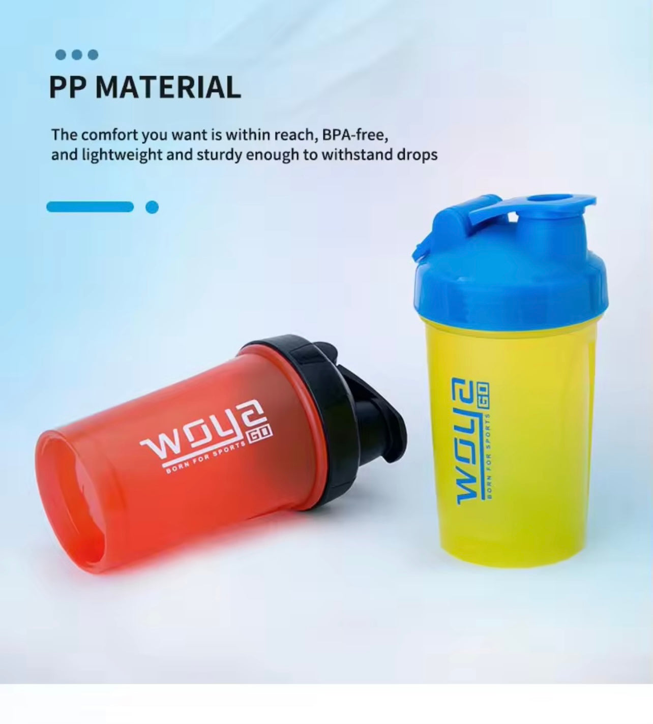 زجاجة شيكر بروتين خالية من مادة BPA – طبقة مزدوجة مع خلاط من الفولاذ المقاوم للصدأ