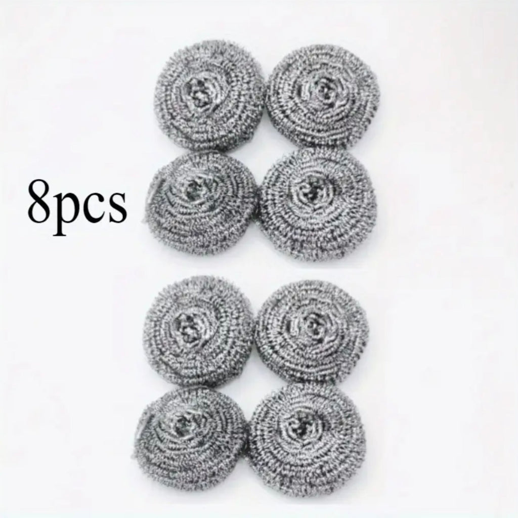 8pcs Heavy Duty Stainless Steel Scrub Pads – Non-Scratch Multi-Purpose Cleaning