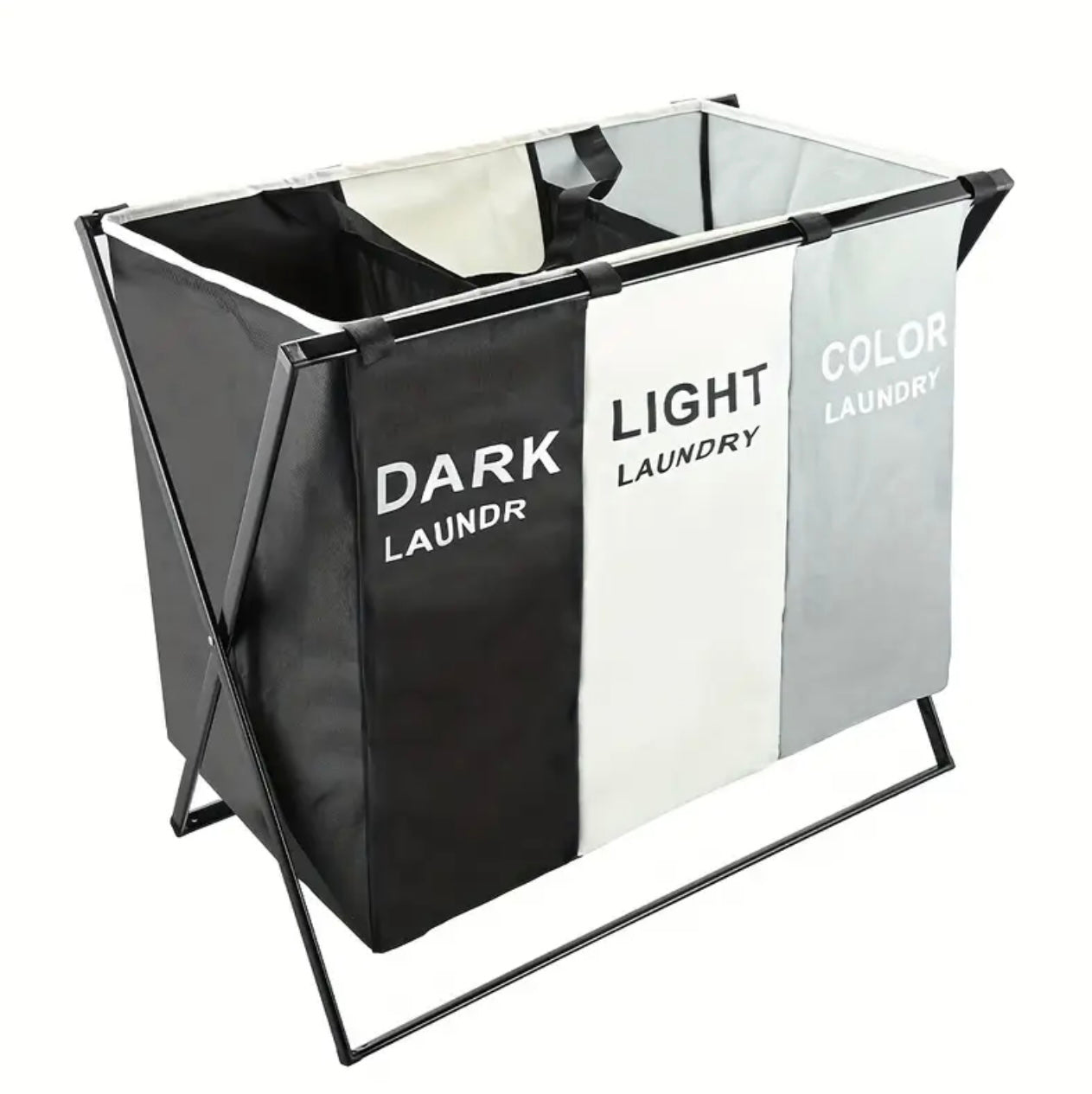 Large-Capacity Foldable Laundry Hamper – 3-Compartment Collapsible Clothes Basket
