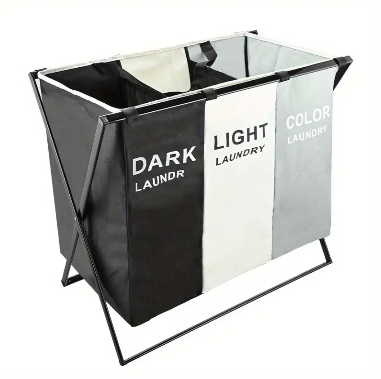 Large-Capacity Foldable Laundry Hamper – 3-Compartment Collapsible Clothes Basket