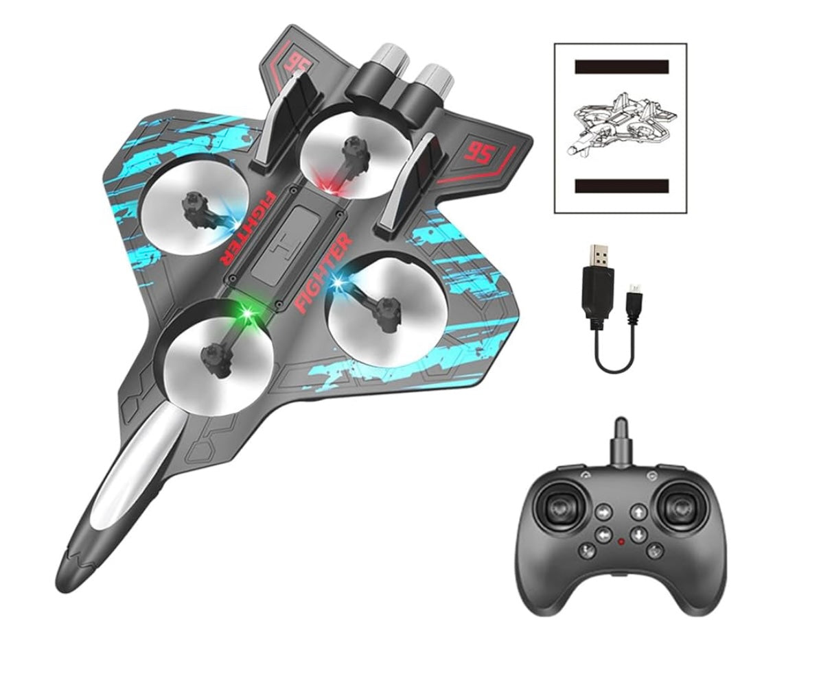 360° Circling 6channel RC Fighter Jet Foam Plane Toy with Light 2.4G Stunt EPP Airplane Remote Control Flying Model for Kids