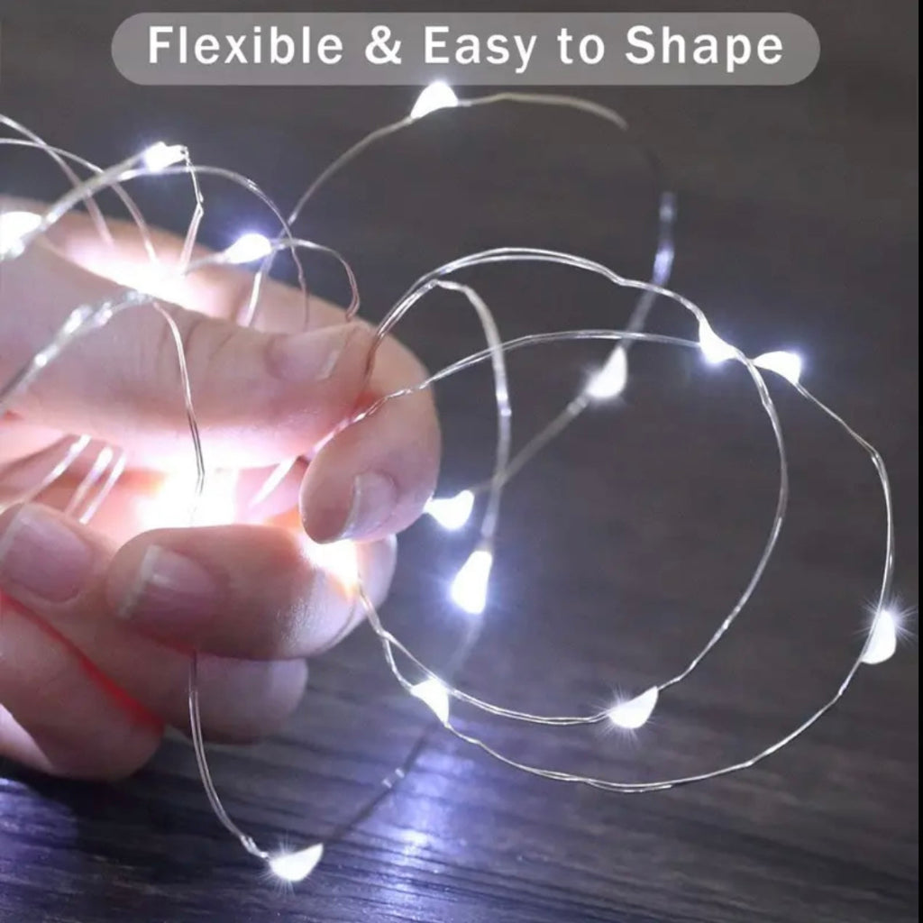 50 LED 5-Meter Fairy Lights – Warm Yellow Glow with Battery Holder