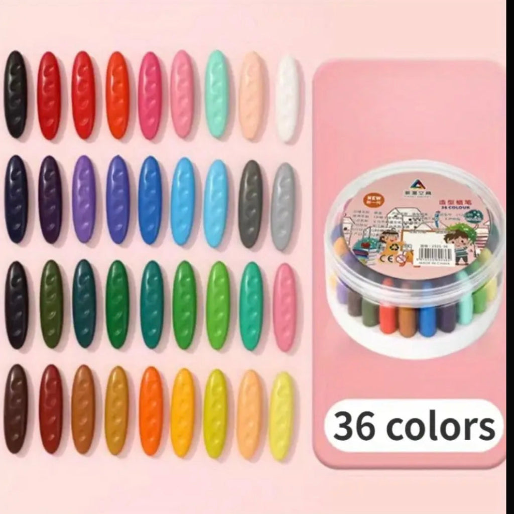 36-Color Peanut-Shaped Crayon Set, Easy-Grip, Multi-Colored for Drawing and Doodling, Ideal for Beginners and Teenagers