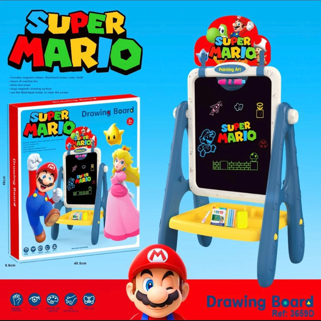 Super Mario Drawing Board - فنون ممتع وملون للأطفال ، يضم شخصيات ماريو الأيقونية! يتضمن علامات وممحاة ودرج التخزين. مثالي للعب الإبداعي والتعلم
