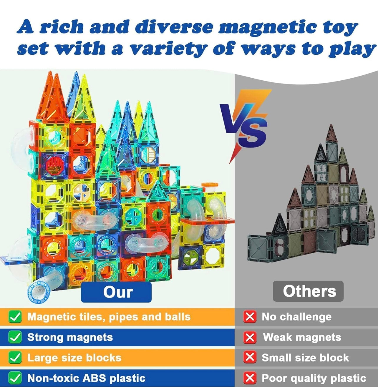 مكعبات بناء مغناطيسية مكونة من 97 قطعة - مجموعة ألعاب تعليمية للعلوم والتكنولوجيا والهندسة والرياضيات