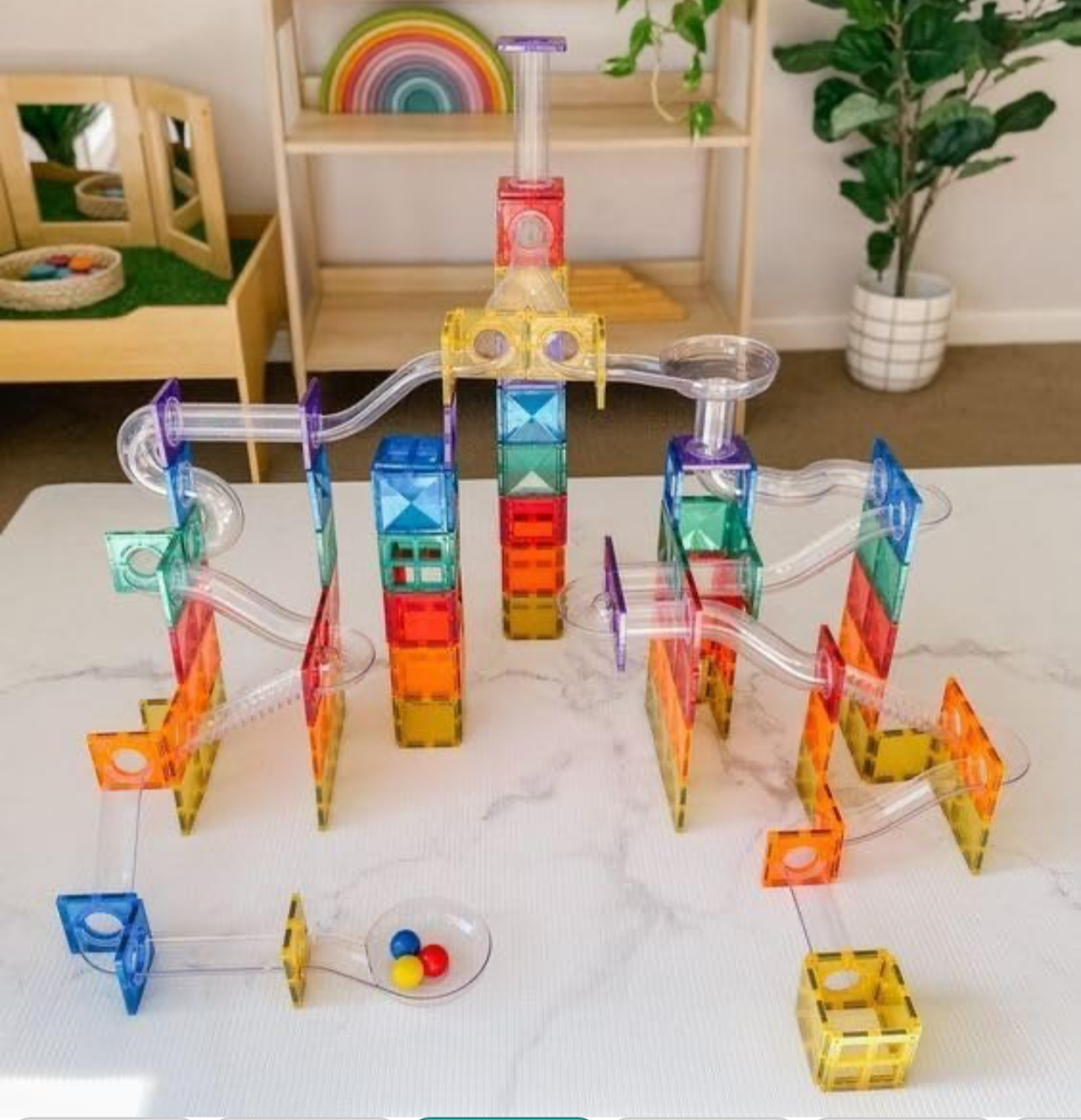 مكعبات بناء مغناطيسية مكونة من 97 قطعة - مجموعة ألعاب تعليمية للعلوم والتكنولوجيا والهندسة والرياضيات