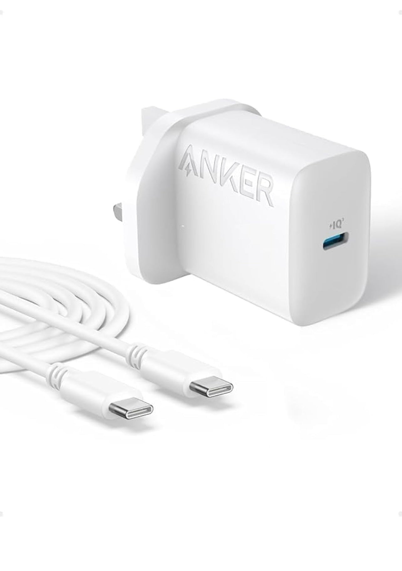 Anker 20W Mobile Charger with USB-C to USB-C Cable I 20W | Power Delivery Fast Charging | USB-CIB2347K21 - White