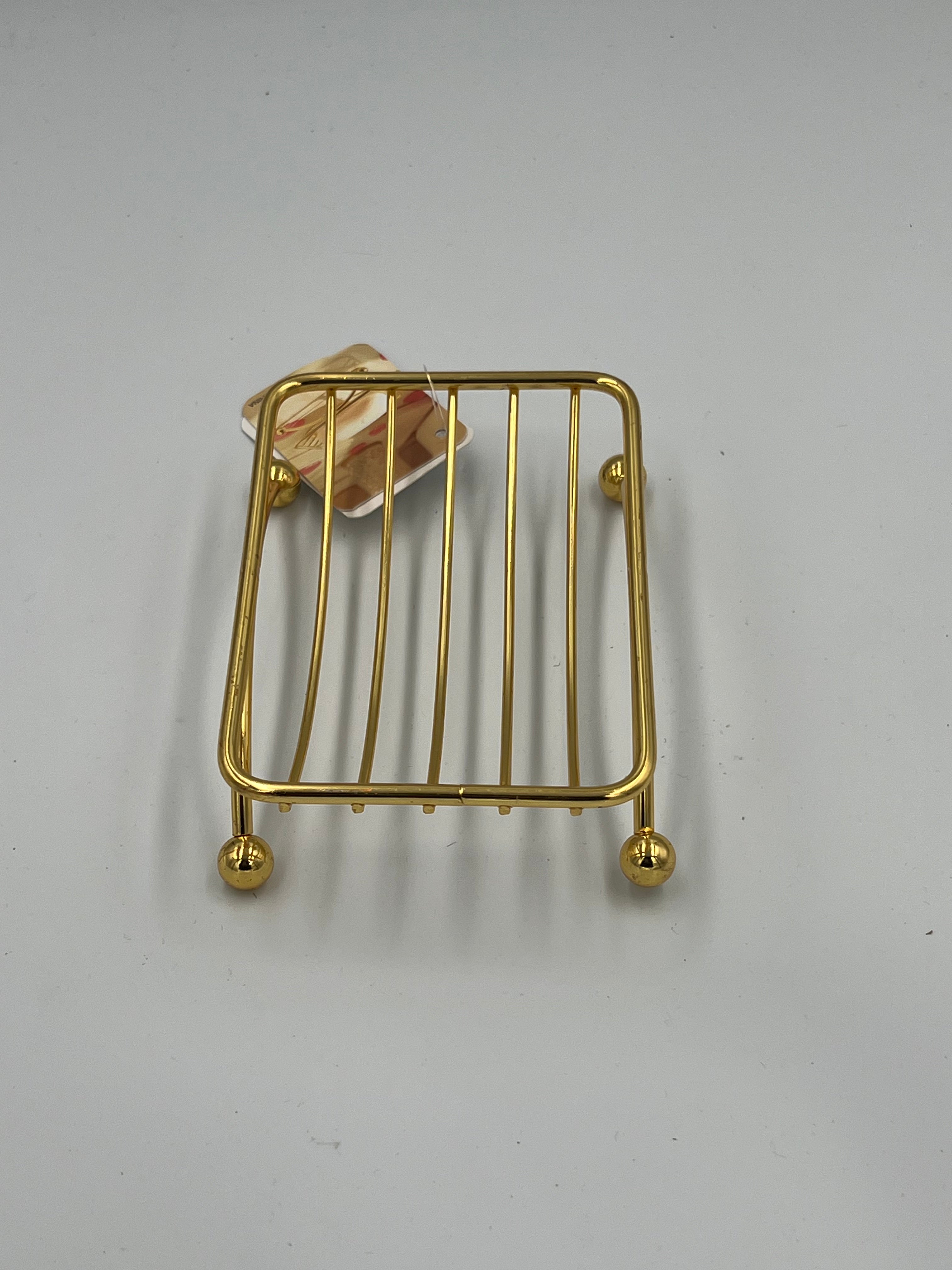 صحن صابون معدني ذهبي مع تصريف – حامل صابون حديدي للديكور