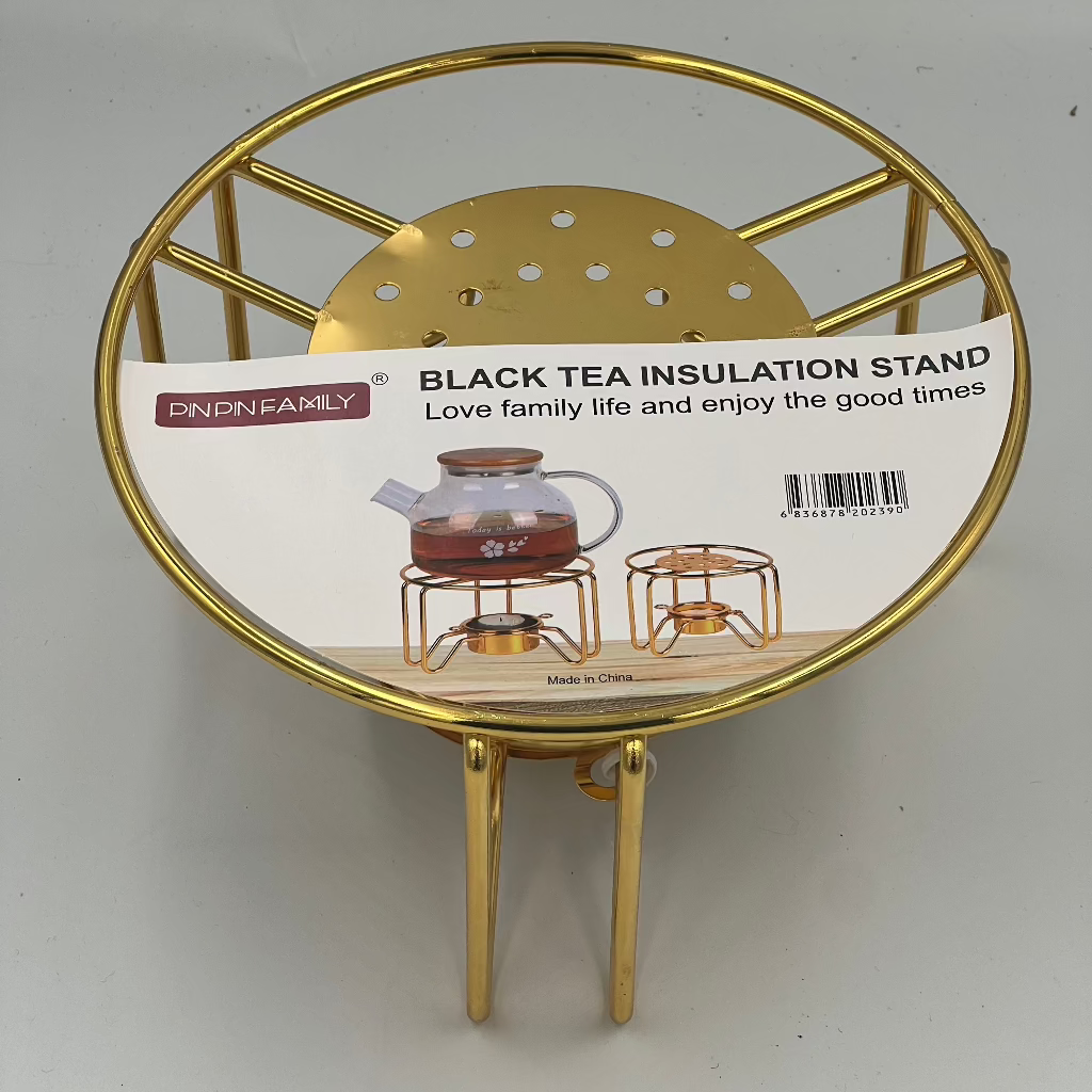 حامل عازل للشاي الذهبي والأسود الأنيق - حافظ على دفء إبريق الشاي الخاص بك بأناقة