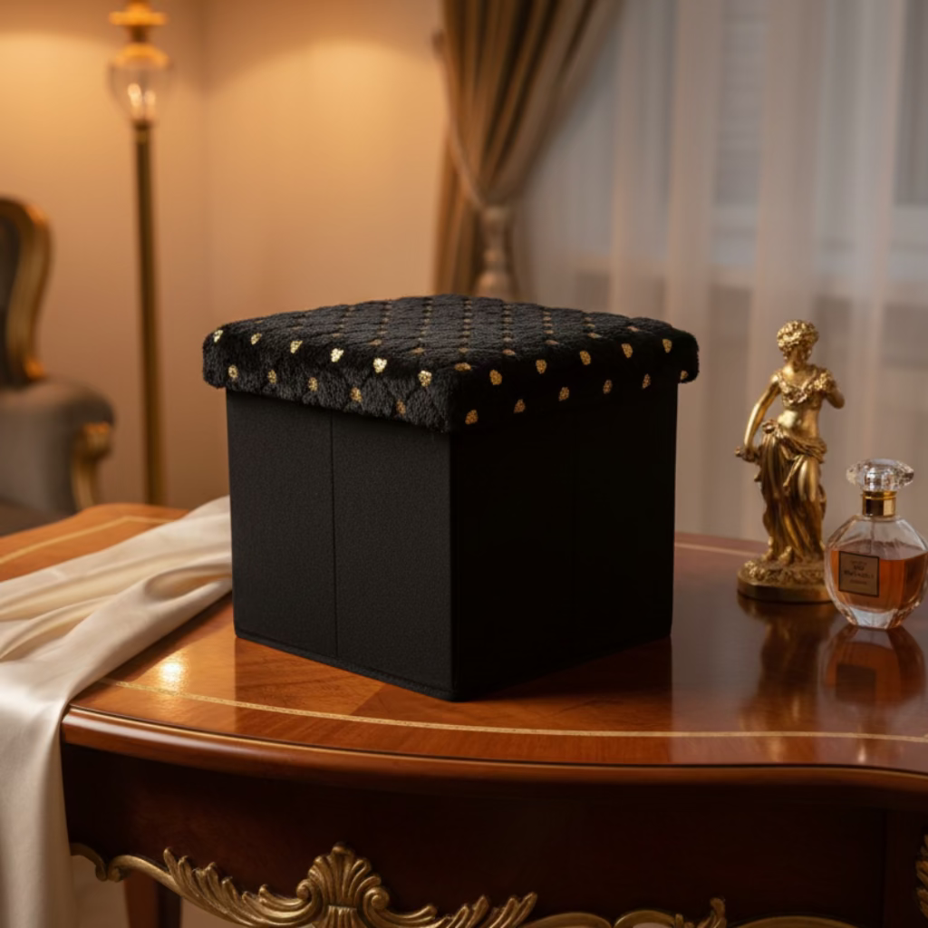 Foldable Stool Ottoman & Durable Storage Box