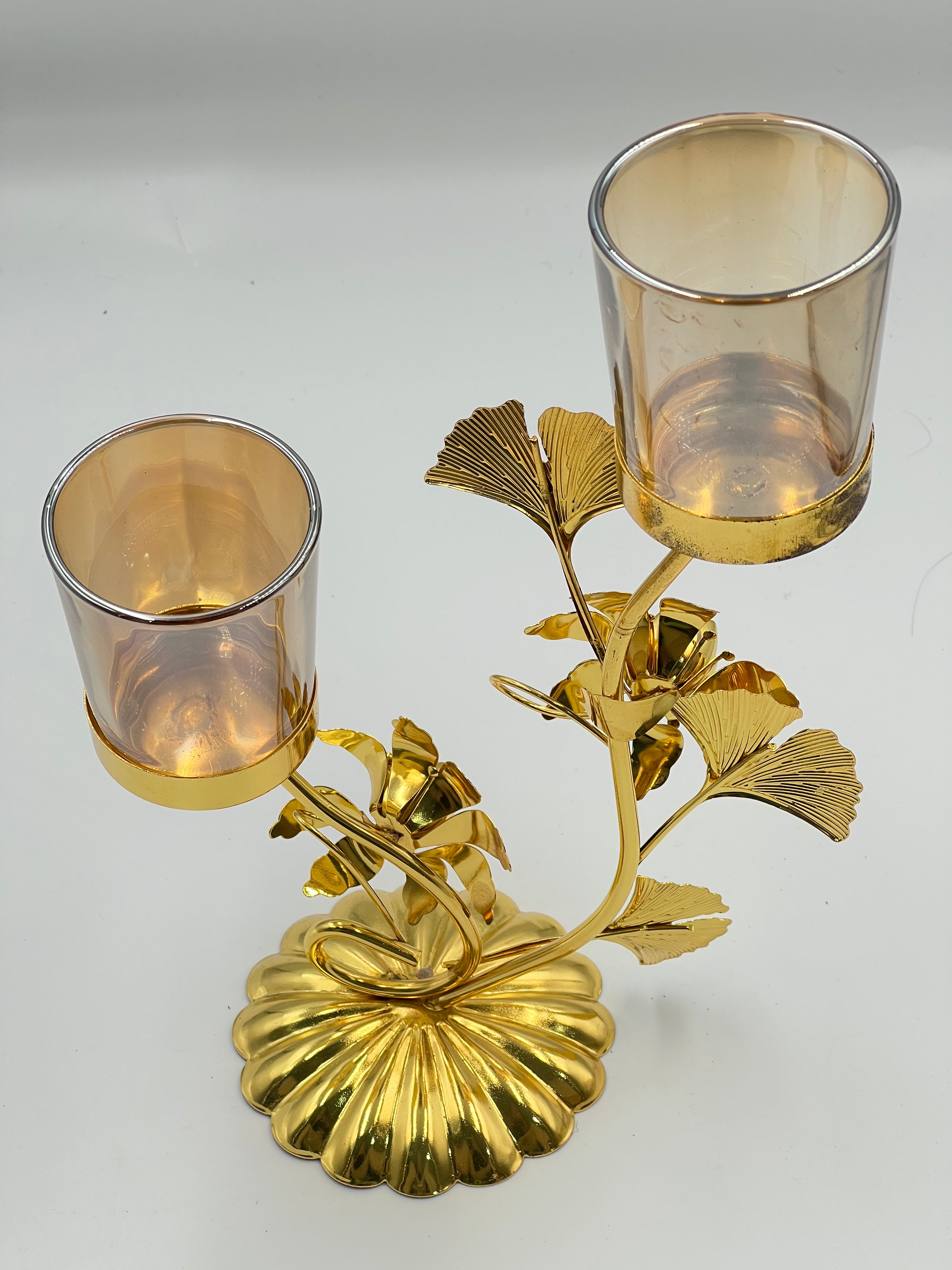 Elegant Golden Metal Candle Holder, Creative Tabletop Decorative Candle Stand