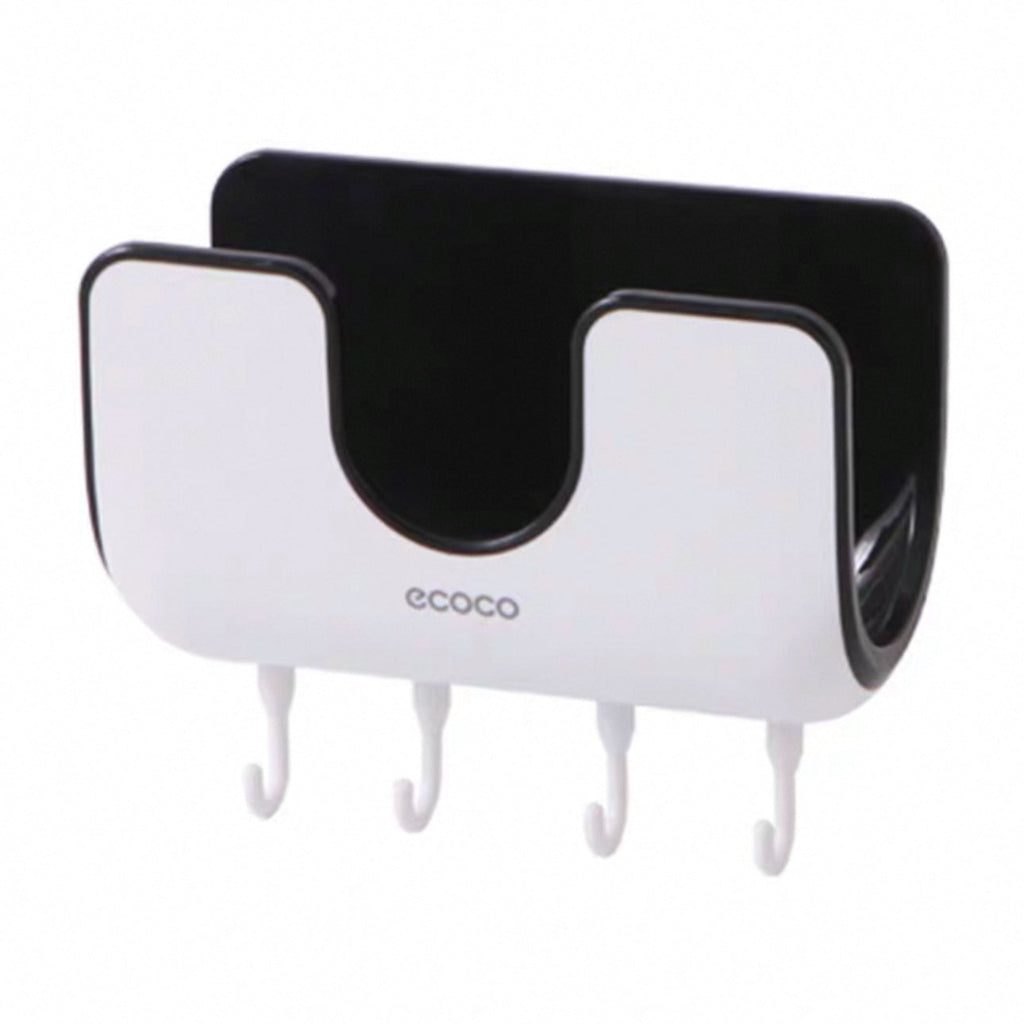 Ecoco Waterproof Punch-free Wall-mounted Pot Lid Rack With Four Hooks For Kitchen