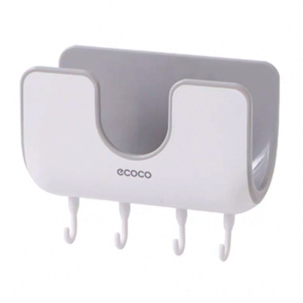 Ecoco Waterproof Punch-free Wall-mounted Pot Lid Rack With Four Hooks For Kitchen