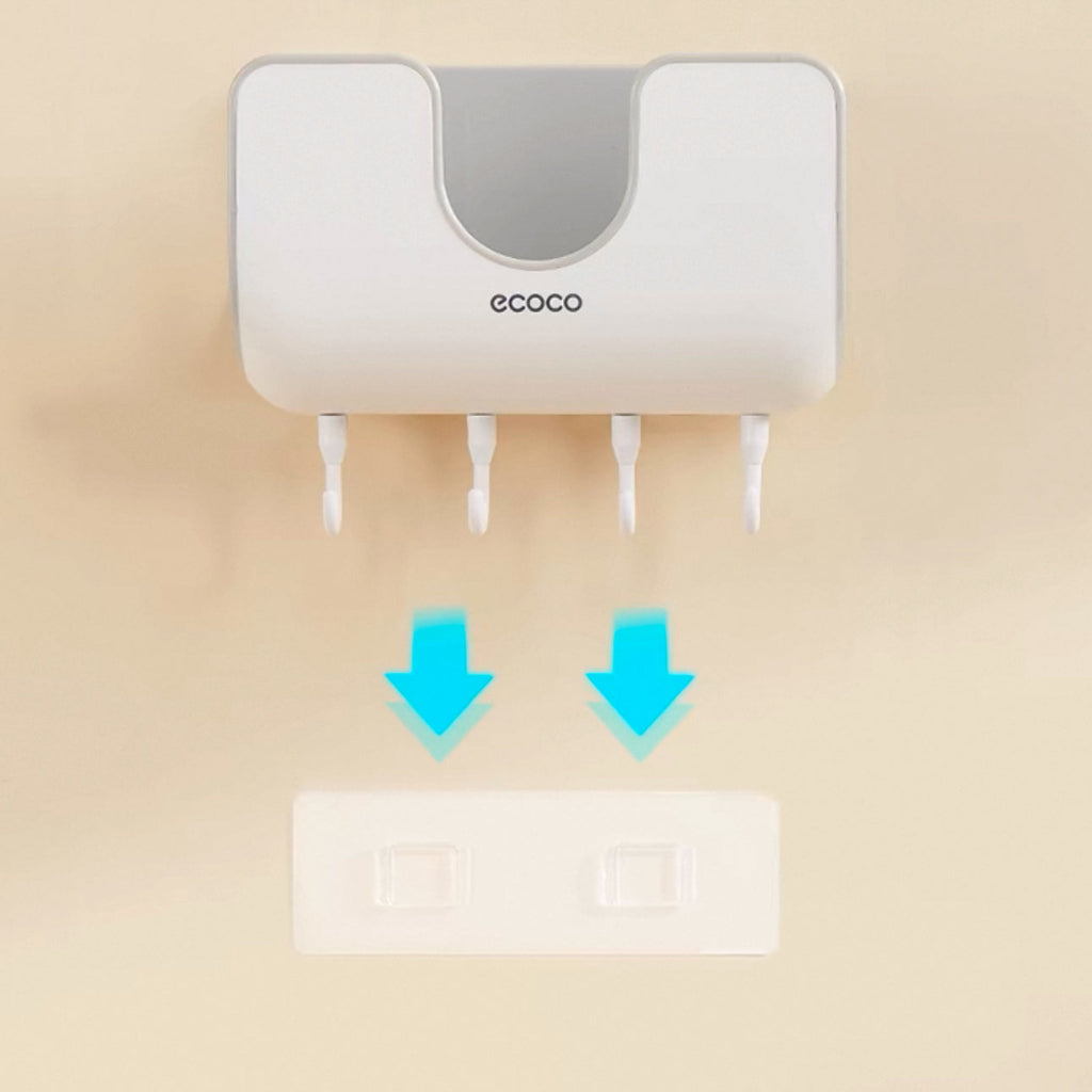 Ecoco Waterproof Punch-free Wall-mounted Pot Lid Rack With Four Hooks For Kitchen