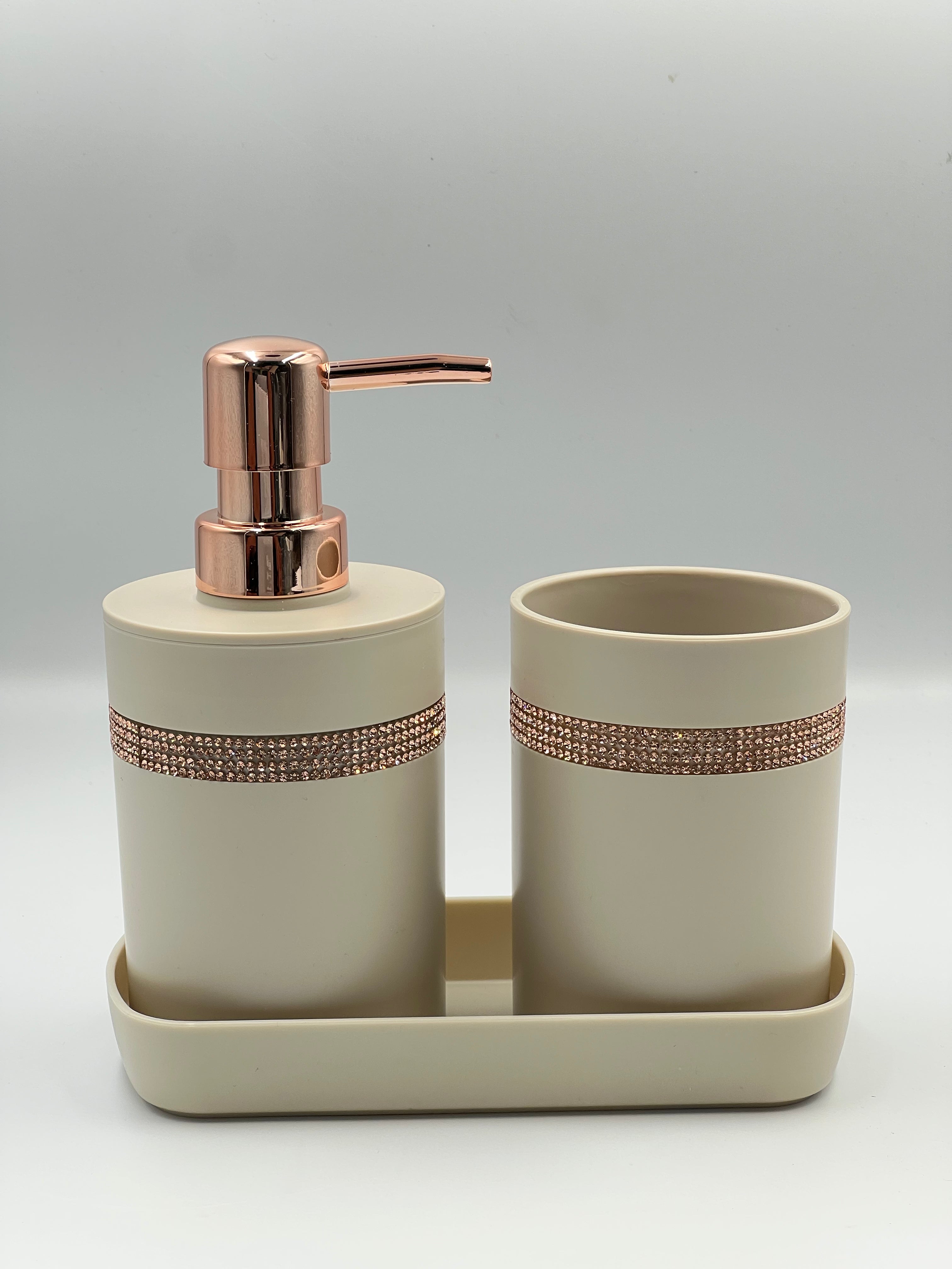 1 set of 3pcs bathroom toiletry set including a lotion bottle holder, toothbrush cup, and tray