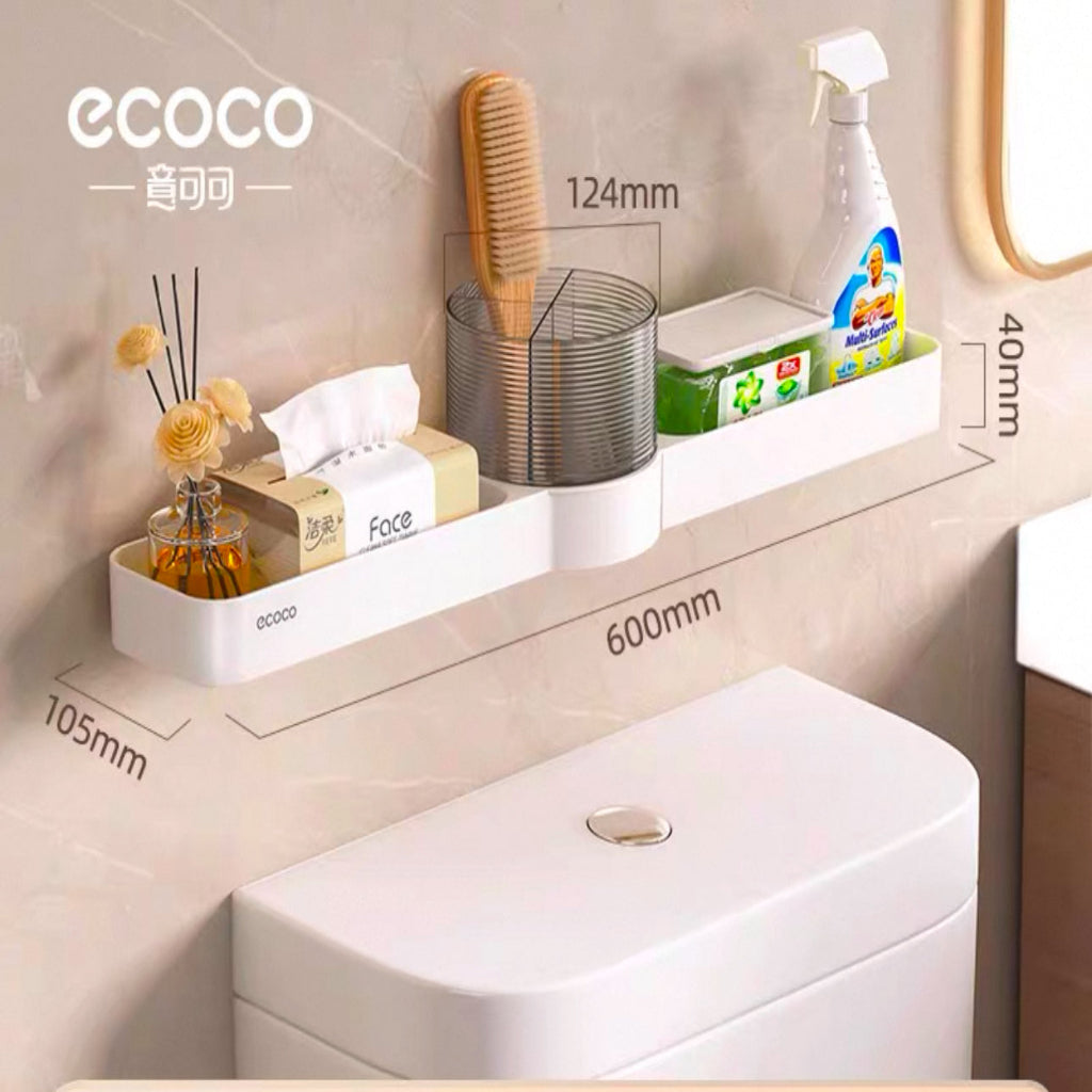 Ecoco Triangular Corner Bathroom Shelf – Wall-Mounted Storage Organizer