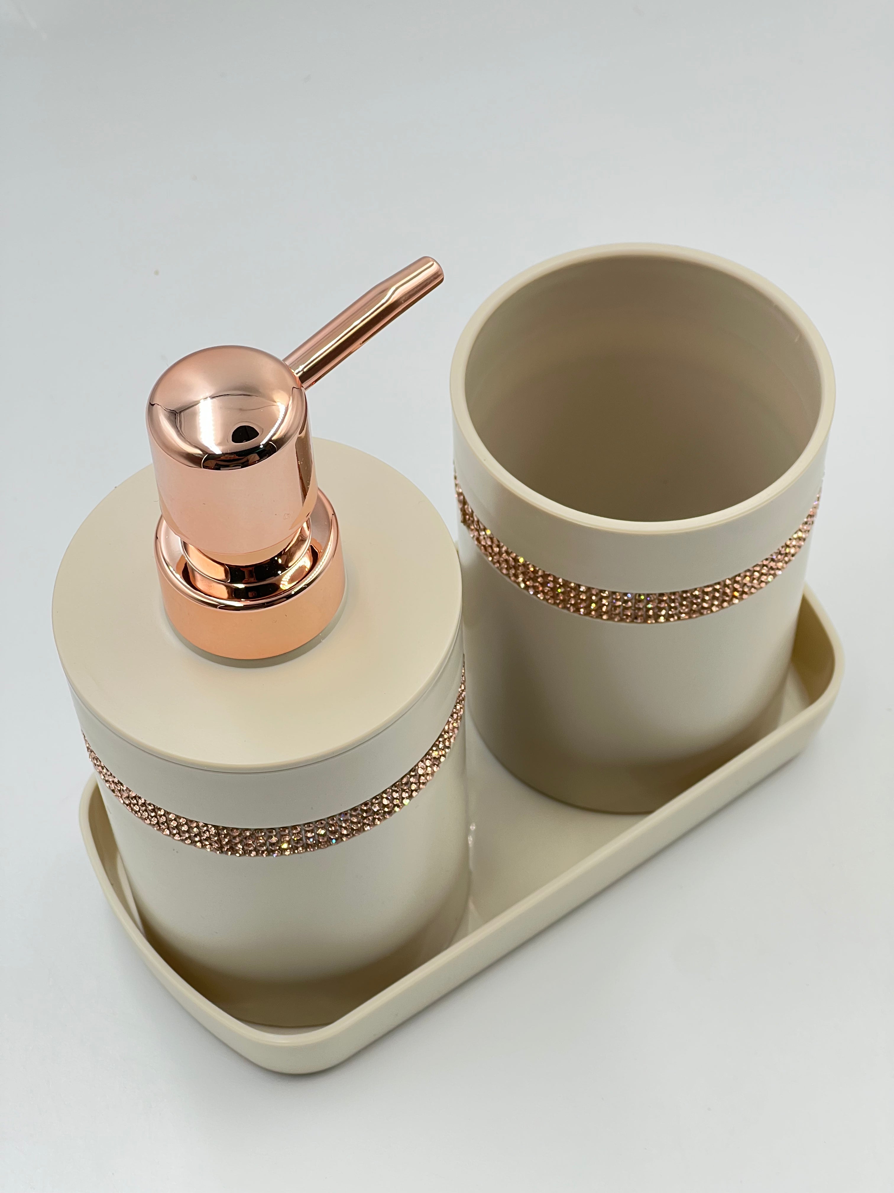 1 set of 3pcs bathroom toiletry set including a lotion bottle holder, toothbrush cup, and tray