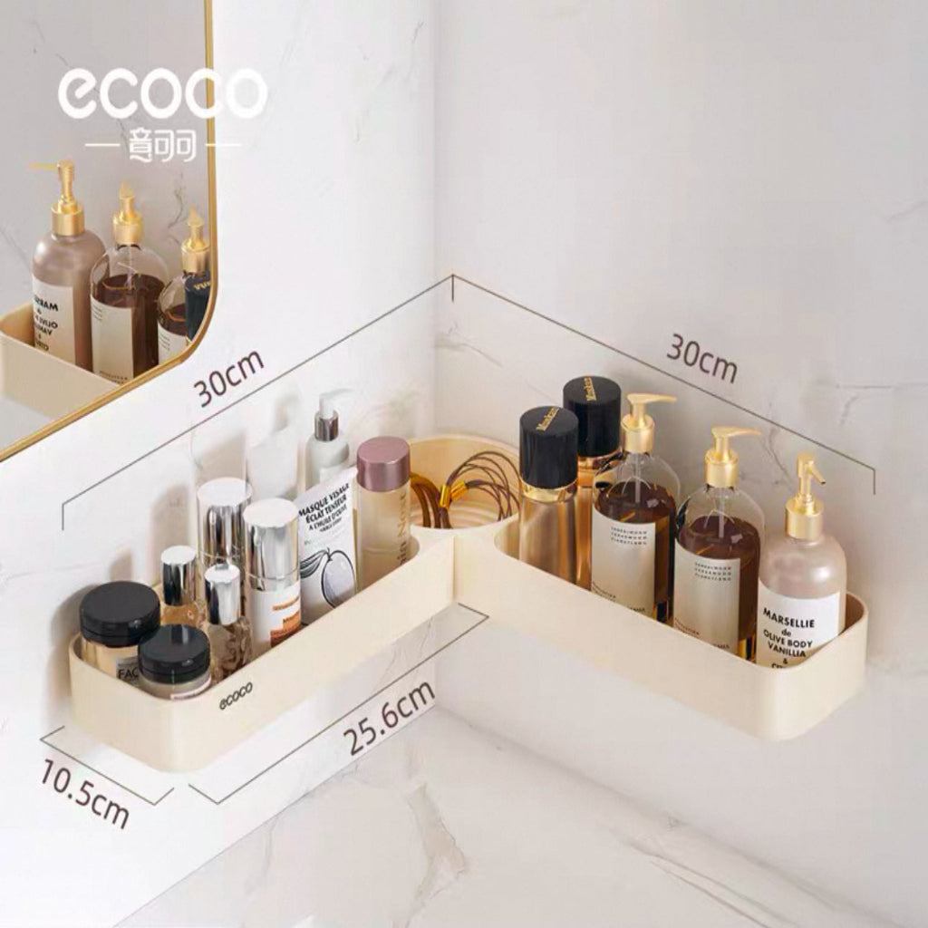 Ecoco Triangular Corner Bathroom Shelf – Wall-Mounted Storage Organizer