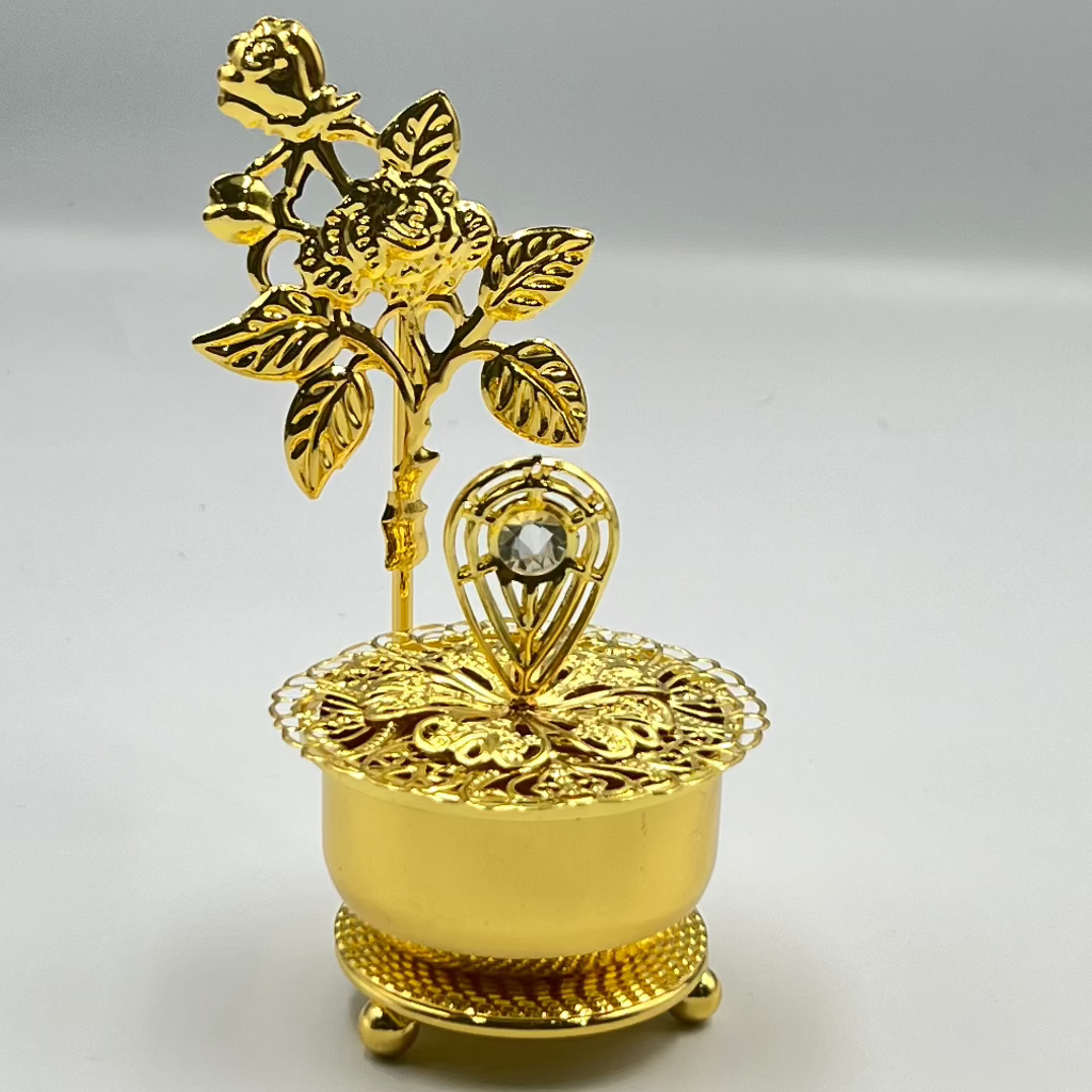 Elegant Golden-Tone Metal Incense Burner – Vintage Middle Eastern Design