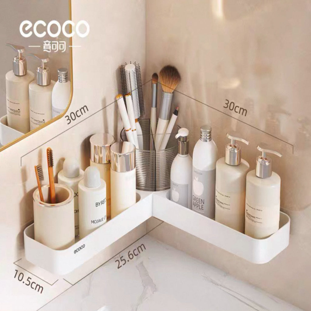 Ecoco Triangular Corner Bathroom Shelf β Wall-Mounted Storage Organizer