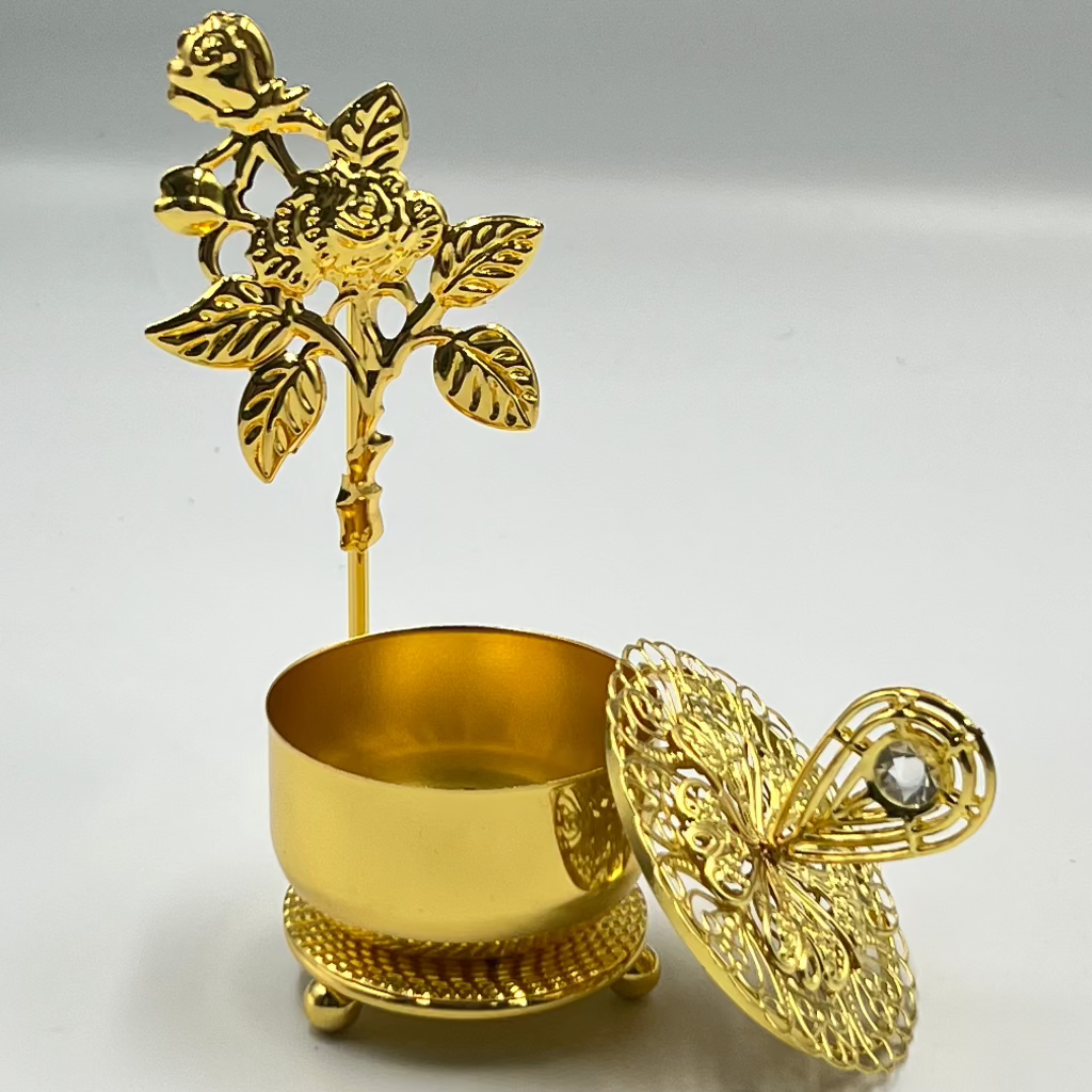 Elegant Golden-Tone Metal Incense Burner – Vintage Middle Eastern Design