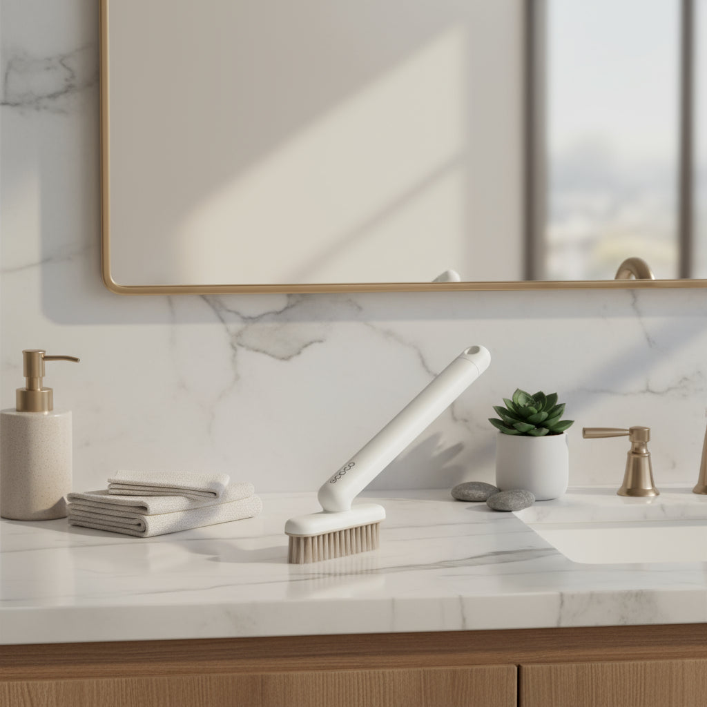 فرشاة تنظيف الحمامات والأرضيات 2 في 1 من إيكوكو - فرشاة صغيرة دوارة 360 درجة بمقبض طويل